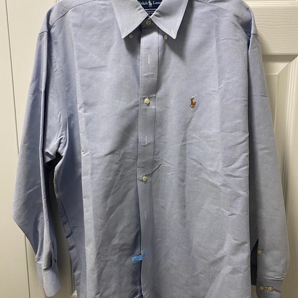 Solid powder blue polo button up